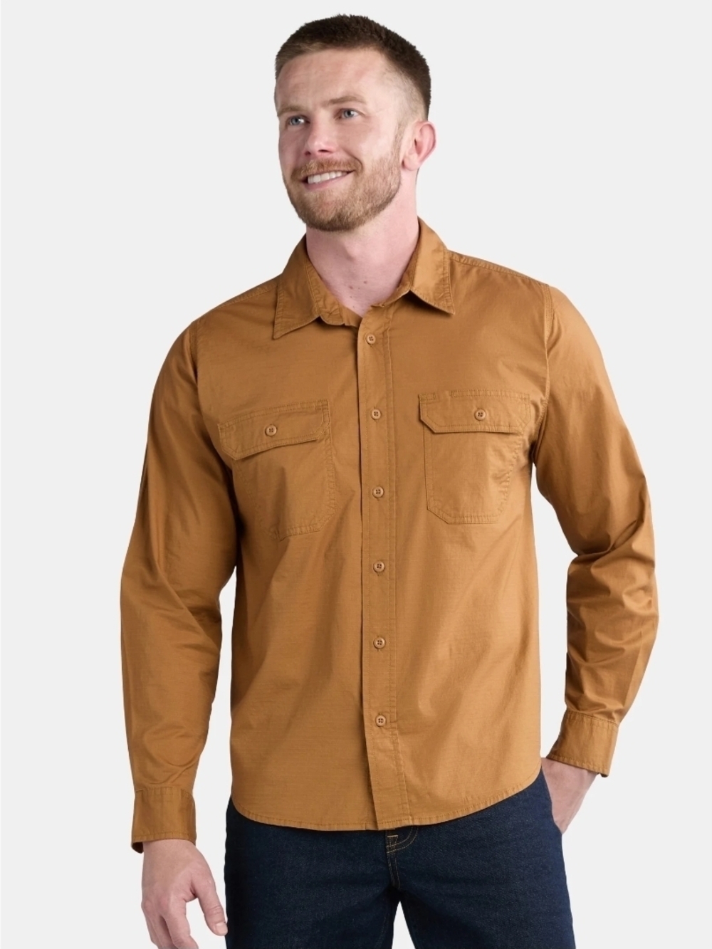 Brahma Men's Ripstop Brown Work Shirt Long Sleeves NWT Sz S